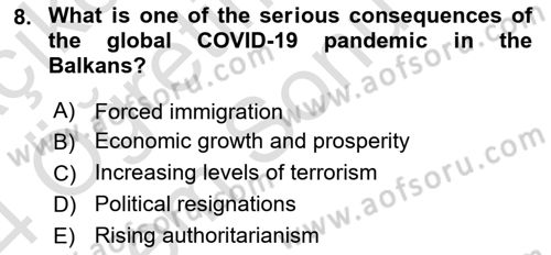The Balkans Dersi 2023 - 2024 Yılı (Final) Dönem Sonu Sınav Soruları 8. Soru
