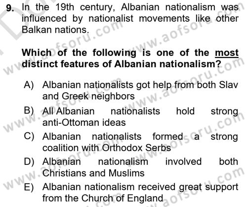 The Balkans Dersi 2023 - 2024 Yılı (Final) Dönem Sonu Sınav Soruları 9. Soru