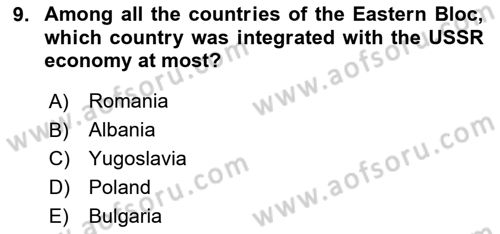 The Balkans Dersi 2023 - 2024 Yılı Yaz Okulu Sınav Soruları 9. Soru