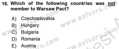 The Balkans Dersi 2024 - 2025 Yılı (Vize) Ara Sınav Soruları 16. Soru