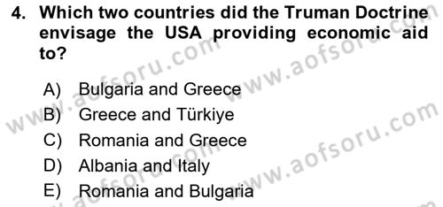 The Balkans Dersi 2024 - 2025 Yılı (Vize) Ara Sınav Soruları 4. Soru