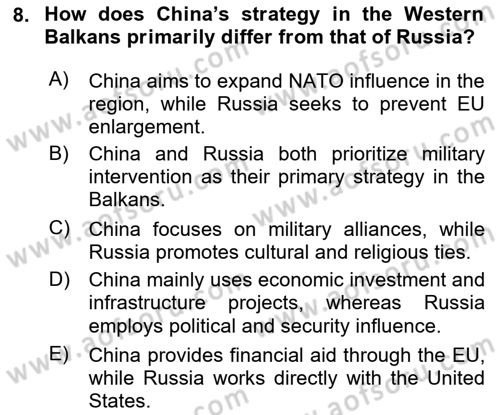 The Balkans Dersi 2024 - 2025 Yılı (Vize) Ara Sınav Soruları 8. Soru