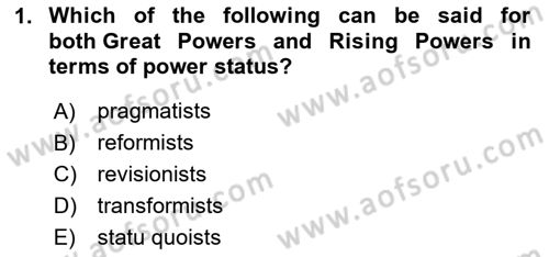 Global South And Emerging Powers Dersi 2020 - 2021 Yılı Yaz Okulu Sınav Soruları 1. Soru