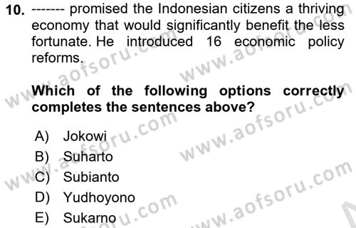 Global South And Emerging Powers Dersi 2020 - 2021 Yılı Yaz Okulu Sınav Soruları 10. Soru