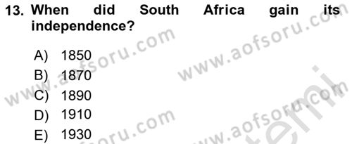 Global South And Emerging Powers Dersi 2020 - 2021 Yılı Yaz Okulu Sınav Soruları 13. Soru