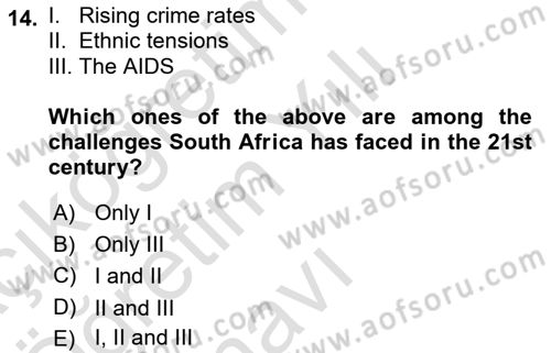Global South And Emerging Powers Dersi 2020 - 2021 Yılı Yaz Okulu Sınav Soruları 14. Soru
