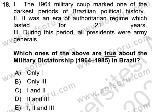 Global South And Emerging Powers Dersi 2020 - 2021 Yılı Yaz Okulu Sınav Soruları 18. Soru