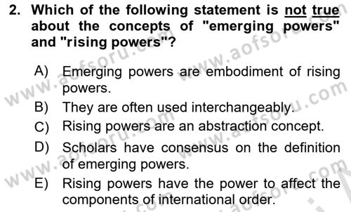 Global South And Emerging Powers Dersi 2020 - 2021 Yılı Yaz Okulu Sınav Soruları 2. Soru
