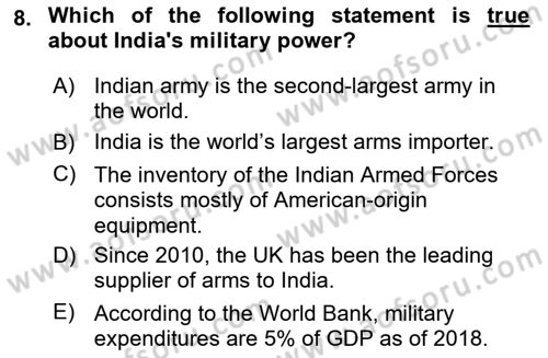 Global South And Emerging Powers Dersi 2020 - 2021 Yılı Yaz Okulu Sınav Soruları 8. Soru