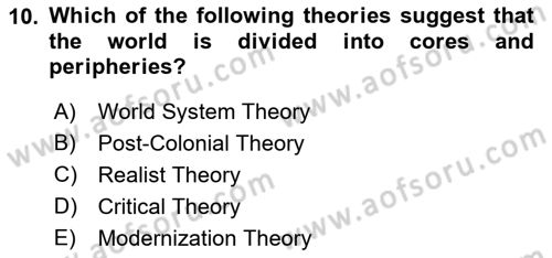 Global South And Emerging Powers Dersi 2021 - 2022 Yılı (Vize) Ara Sınav Soruları 10. Soru