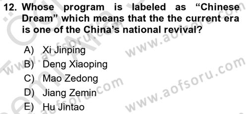 Global South And Emerging Powers Dersi 2021 - 2022 Yılı (Vize) Ara Sınav Soruları 12. Soru
