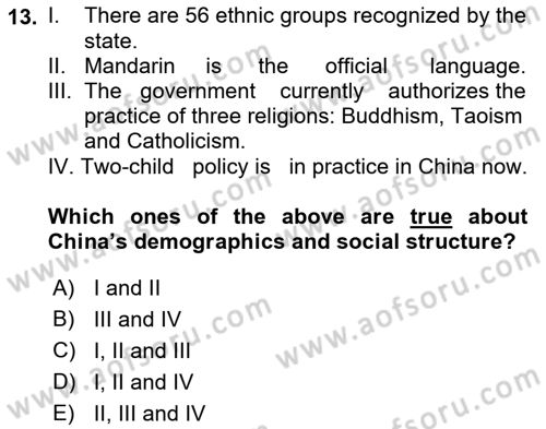 Global South And Emerging Powers Dersi 2021 - 2022 Yılı (Vize) Ara Sınav Soruları 13. Soru
