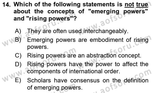 Global South And Emerging Powers Dersi 2021 - 2022 Yılı (Vize) Ara Sınav Soruları 14. Soru