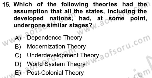 Global South And Emerging Powers Dersi 2021 - 2022 Yılı (Vize) Ara Sınav Soruları 15. Soru