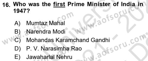 Global South And Emerging Powers Dersi 2021 - 2022 Yılı (Vize) Ara Sınav Soruları 16. Soru