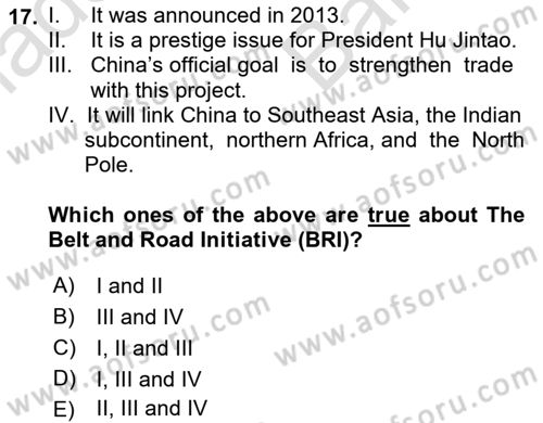 Global South And Emerging Powers Dersi 2021 - 2022 Yılı (Vize) Ara Sınav Soruları 17. Soru