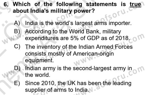 Global South And Emerging Powers Dersi 2021 - 2022 Yılı (Vize) Ara Sınav Soruları 6. Soru