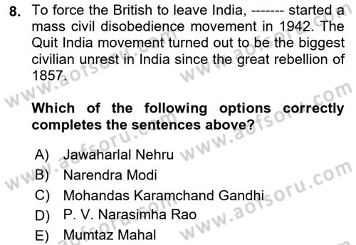 Global South And Emerging Powers Dersi 2021 - 2022 Yılı (Vize) Ara Sınav Soruları 8. Soru