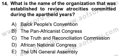 Global South And Emerging Powers Dersi 2021 - 2022 Yılı (Final) Dönem Sonu Sınav Soruları 14. Soru