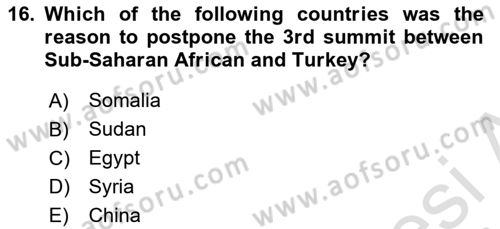 Global South And Emerging Powers Dersi 2021 - 2022 Yılı (Final) Dönem Sonu Sınav Soruları 16. Soru