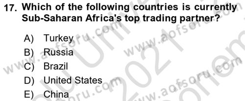 Global South And Emerging Powers Dersi 2021 - 2022 Yılı (Final) Dönem Sonu Sınav Soruları 17. Soru