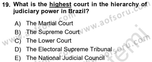 Global South And Emerging Powers Dersi 2021 - 2022 Yılı (Final) Dönem Sonu Sınav Soruları 19. Soru