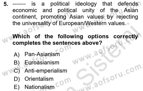 Global South And Emerging Powers Dersi 2021 - 2022 Yılı (Final) Dönem Sonu Sınav Soruları 5. Soru