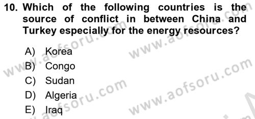 Global South And Emerging Powers Dersi 2021 - 2022 Yılı Yaz Okulu Sınav Soruları 10. Soru