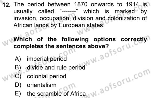 Global South And Emerging Powers Dersi 2021 - 2022 Yılı Yaz Okulu Sınav Soruları 12. Soru