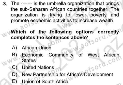 Global South And Emerging Powers Dersi 2021 - 2022 Yılı Yaz Okulu Sınav Soruları 3. Soru