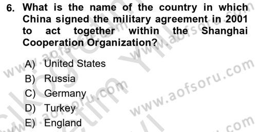 Global South And Emerging Powers Dersi 2021 - 2022 Yılı Yaz Okulu Sınav Soruları 6. Soru