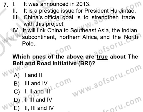 Global South And Emerging Powers Dersi 2021 - 2022 Yılı Yaz Okulu Sınav Soruları 7. Soru