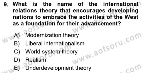 Global South And Emerging Powers Dersi 2021 - 2022 Yılı Yaz Okulu Sınav Soruları 9. Soru