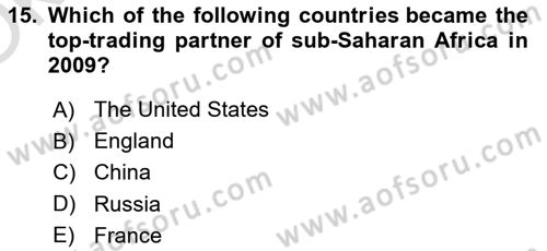 Global South And Emerging Powers Dersi 2022 - 2023 Yılı Yaz Okulu Sınav Soruları 15. Soru