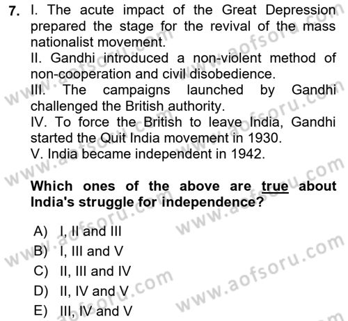 Global South And Emerging Powers Dersi 2022 - 2023 Yılı Yaz Okulu Sınav Soruları 7. Soru