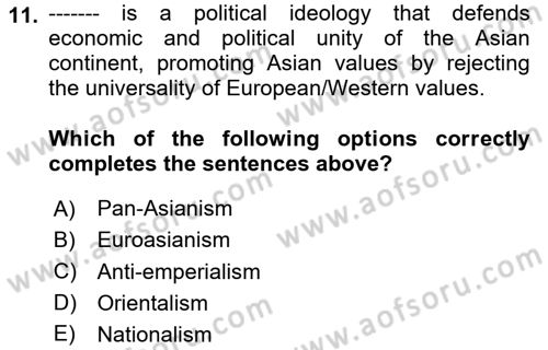 Global South And Emerging Powers Dersi 2023 - 2024 Yılı (Vize) Ara Sınav Soruları 11. Soru
