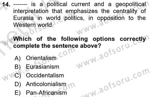 Global South And Emerging Powers Dersi 2023 - 2024 Yılı (Vize) Ara Sınav Soruları 14. Soru