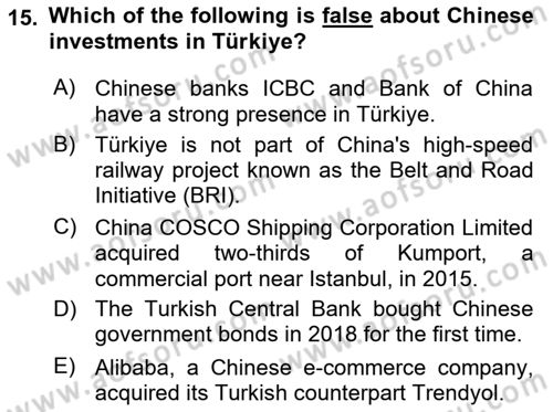 Global South And Emerging Powers Dersi 2023 - 2024 Yılı (Vize) Ara Sınav Soruları 15. Soru