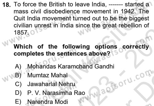 Global South And Emerging Powers Dersi 2023 - 2024 Yılı (Vize) Ara Sınav Soruları 18. Soru