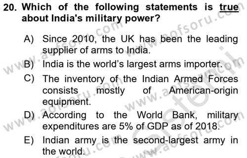 Global South And Emerging Powers Dersi 2023 - 2024 Yılı (Vize) Ara Sınav Soruları 20. Soru