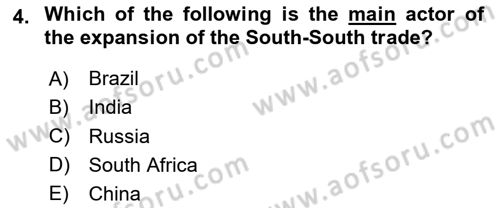 Global South And Emerging Powers Dersi 2023 - 2024 Yılı (Vize) Ara Sınav Soruları 4. Soru