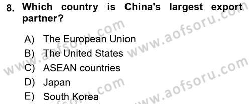 Global South And Emerging Powers Dersi 2023 - 2024 Yılı (Vize) Ara Sınav Soruları 8. Soru