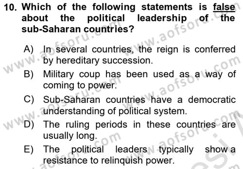 Global South And Emerging Powers Dersi 2023 - 2024 Yılı (Final) Dönem Sonu Sınav Soruları 10. Soru