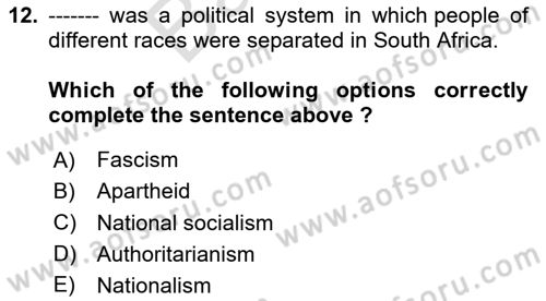 Global South And Emerging Powers Dersi 2023 - 2024 Yılı (Final) Dönem Sonu Sınav Soruları 12. Soru