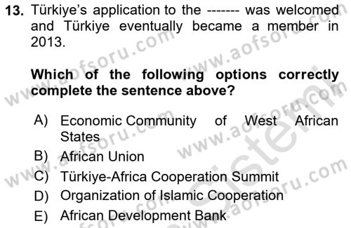 Global South And Emerging Powers Dersi 2023 - 2024 Yılı (Final) Dönem Sonu Sınav Soruları 13. Soru
