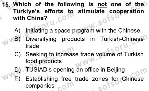 Global South And Emerging Powers Dersi 2023 - 2024 Yılı (Final) Dönem Sonu Sınav Soruları 15. Soru