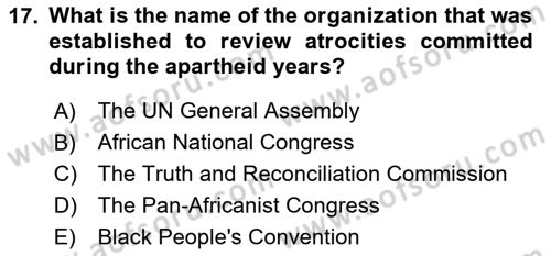 Global South And Emerging Powers Dersi 2023 - 2024 Yılı (Final) Dönem Sonu Sınav Soruları 17. Soru