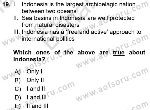 Global South And Emerging Powers Dersi 2023 - 2024 Yılı (Final) Dönem Sonu Sınav Soruları 19. Soru