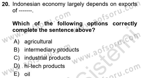 Global South And Emerging Powers Dersi 2023 - 2024 Yılı (Final) Dönem Sonu Sınav Soruları 20. Soru