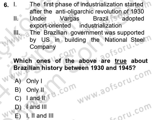 Global South And Emerging Powers Dersi 2023 - 2024 Yılı (Final) Dönem Sonu Sınav Soruları 6. Soru